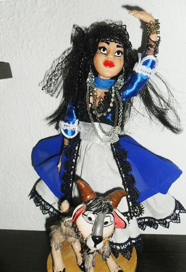 Лялька. «Циганочка з кізонькою Дзвіночок». 2014. Полімерна глина, фарби